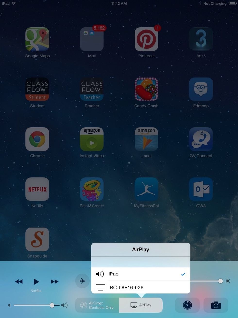 Once AirPlay is present, tap it with your finger once to reveal AirPlay devices.