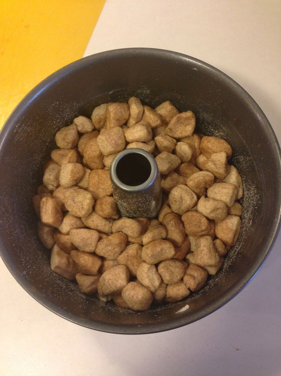 Once all in the pan shake a bit so they settle into the pan!