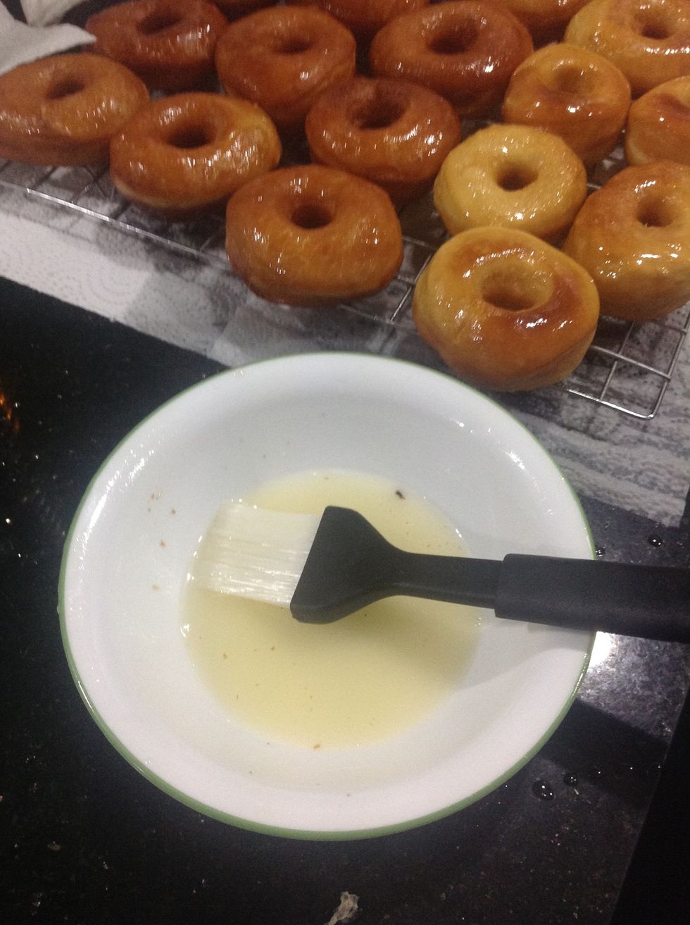 Once all the doughnuts are fried and glazed, don't EVER waste the glaze!!!
