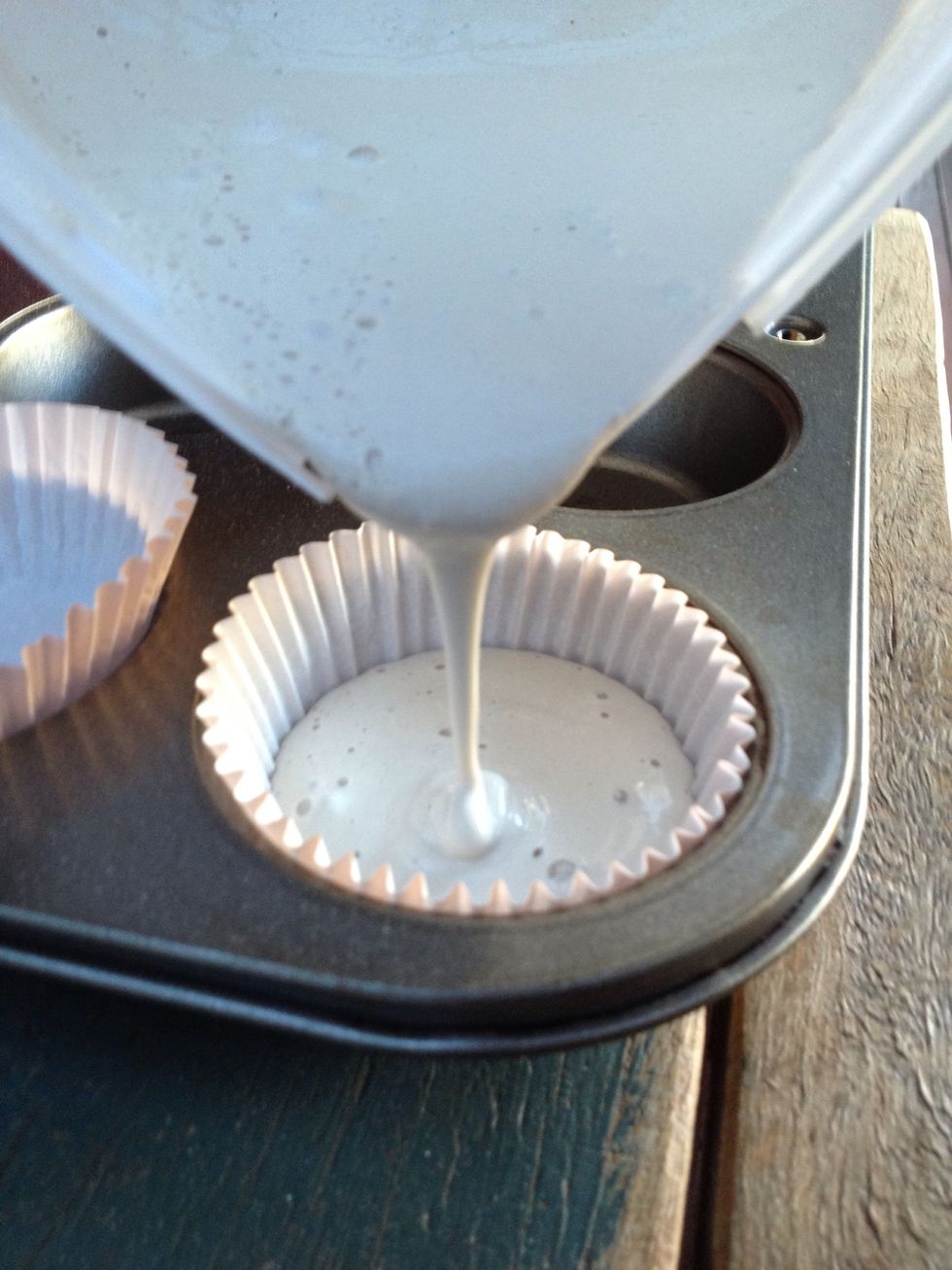 Once all the lumps are gone, pour your base mixture into the cupcake cases and set aside to dry. Drying times vary depending on the weather and the amount of water you added.