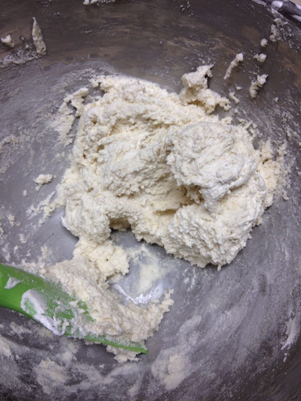 Once almost completely folded in, add the other 50 grams of the egg whites into the bowl