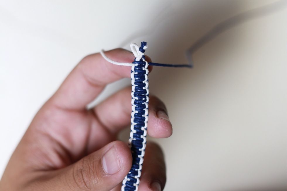 Once at the end, turn it over and flip it around.