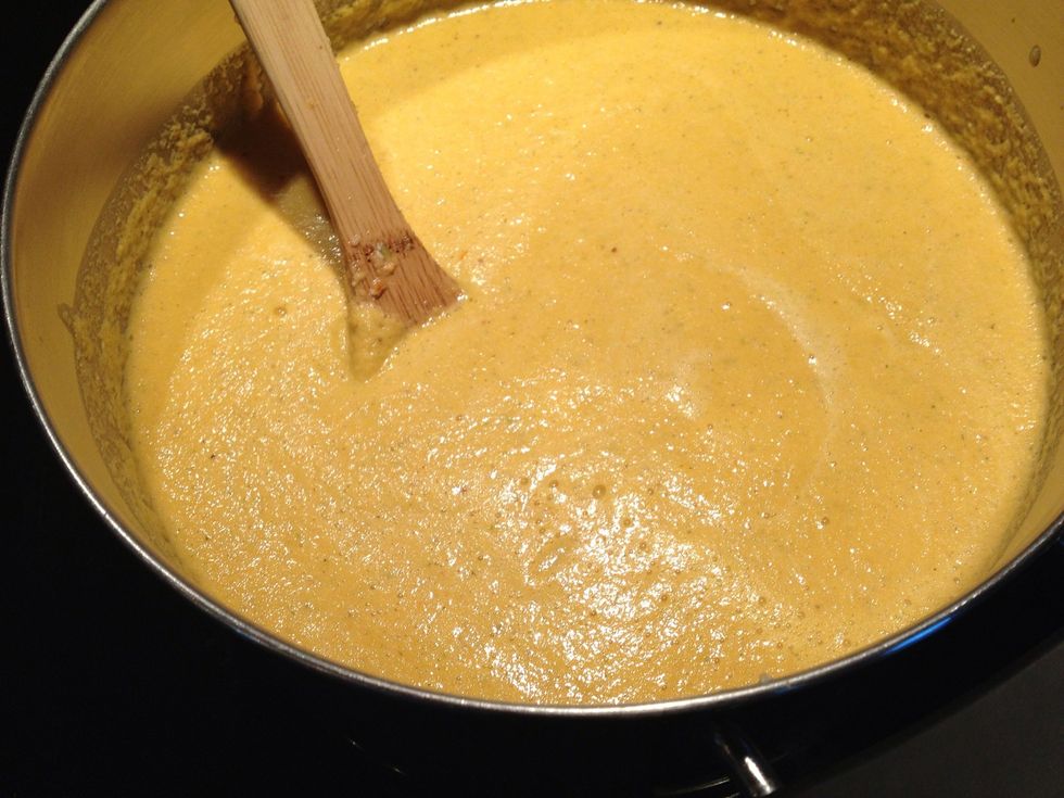 Once blended place into a large sauce pan and heat as desired. Garnish with some fresh kale and chopped almonds. OH YEAH! www.PowerofFood.com