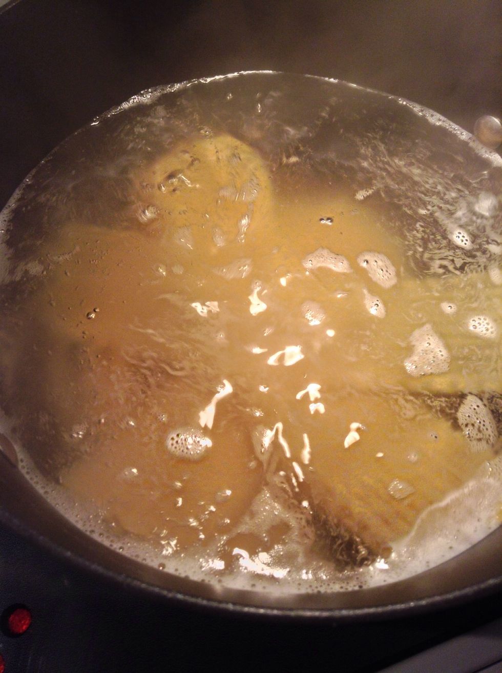Once boiling, take off the lid and place in your noodles. They should be done within 12-14 minutes but it all depends on the type of noodles.