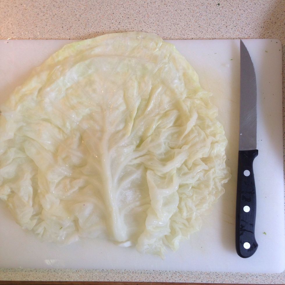 Once cabbage cools down, remove each leaf and prepare one at a time.