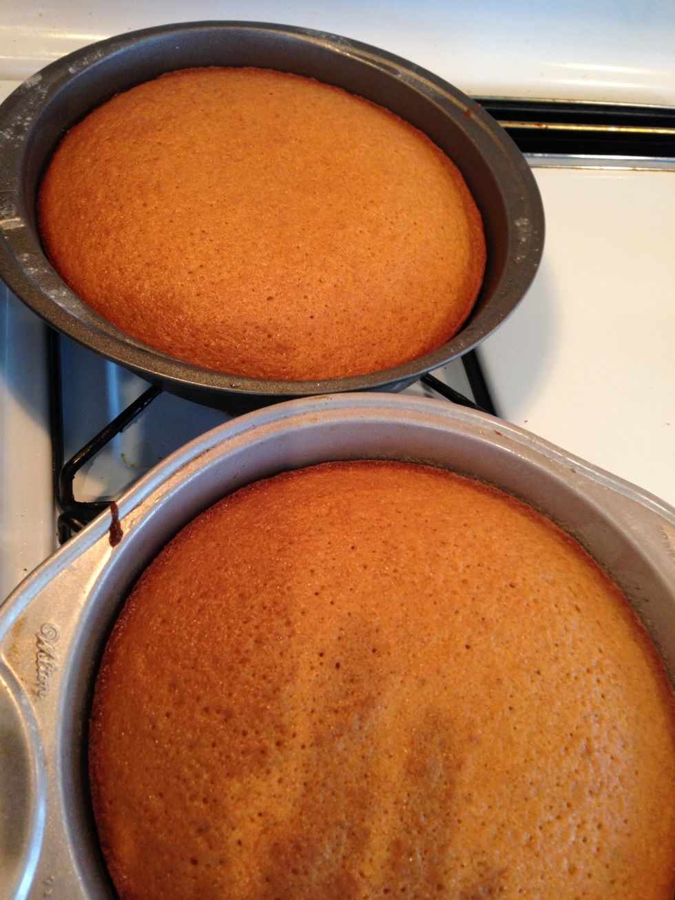 Once cake is baked set on cooling racks and cool completely.