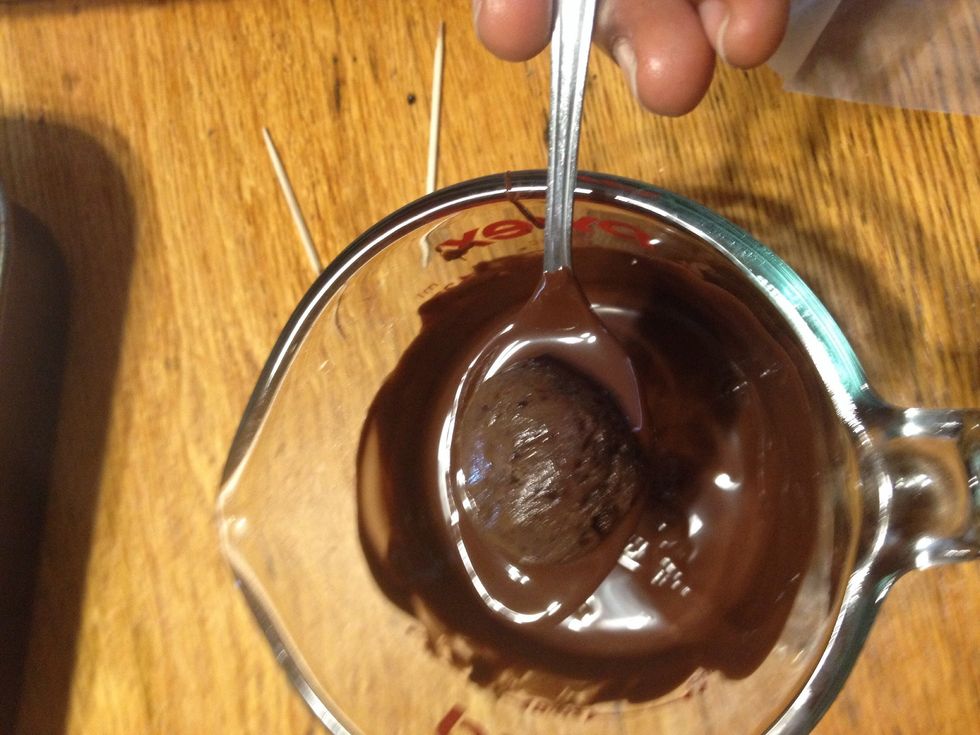 Once chilled dip into melted chocolate
