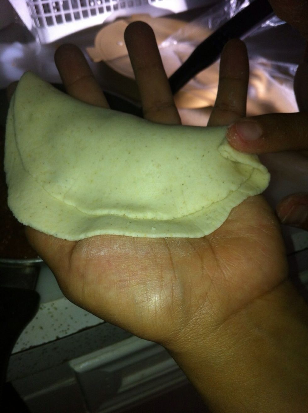 Once closed fold inward the end to make sure the beans don't come out