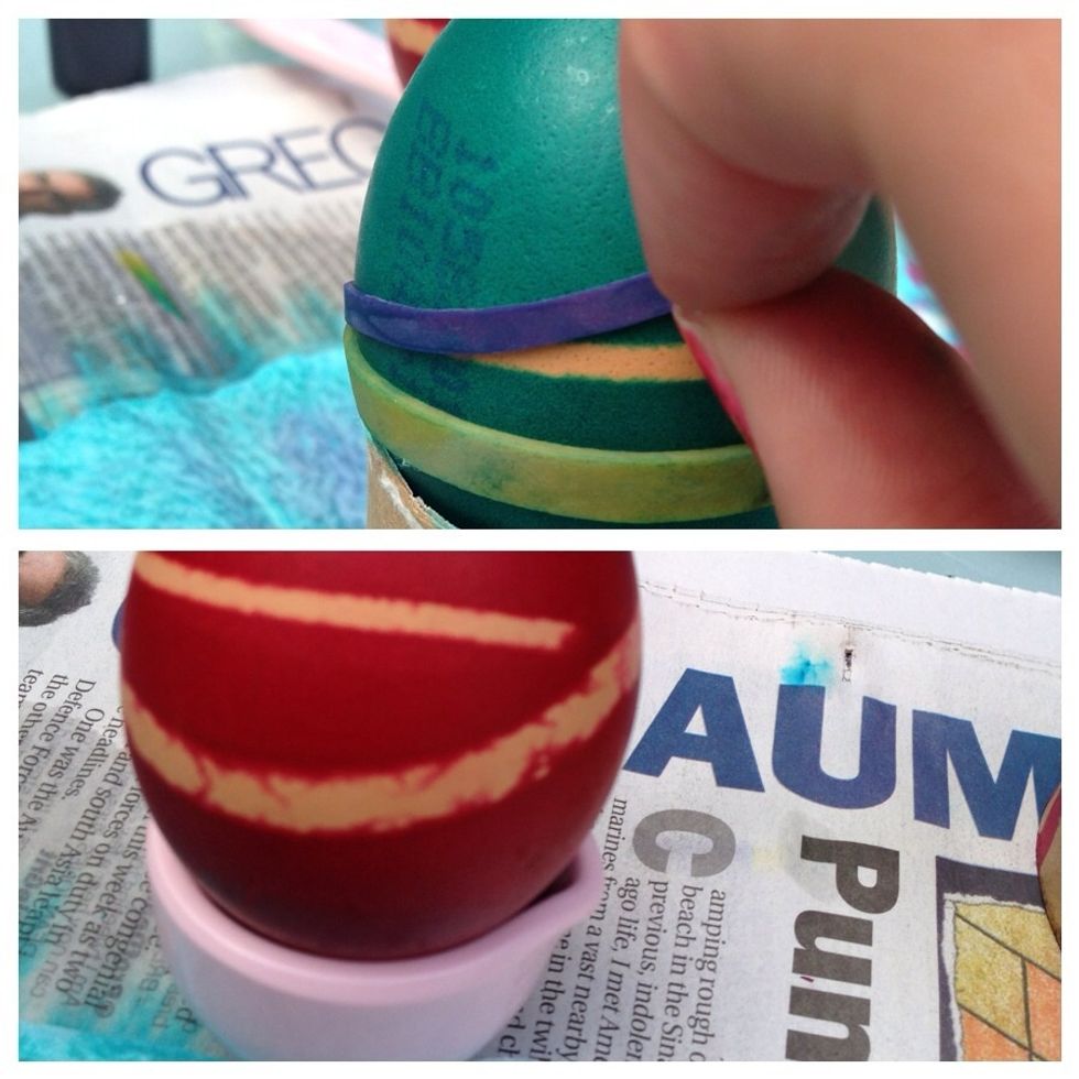 Once completely dry remove rubber bands.