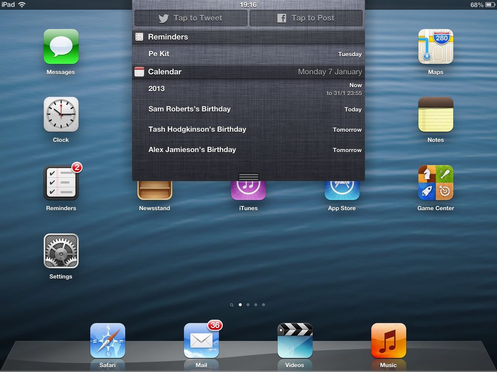 Once connected to your Facebook or twitter or even both you can post straight from the notification center