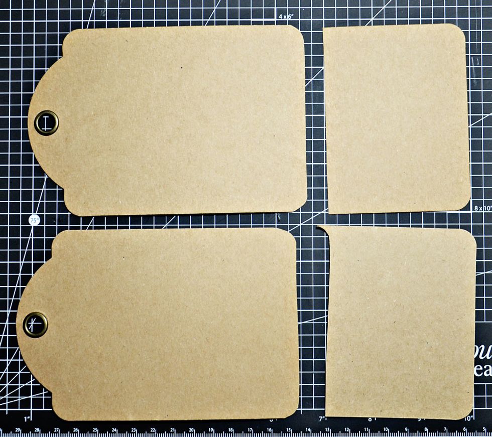 Once cut you will have a medium size tag and offcuts of the large tag.