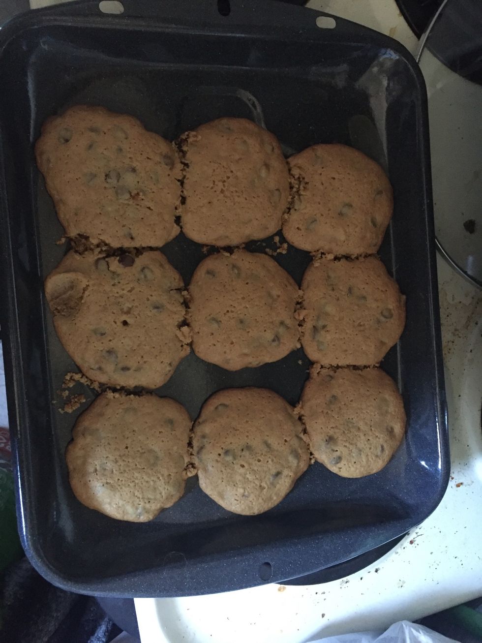once done, take the cookies out of the oven and let them cool. if they attach together use a fork or knife to separate them.