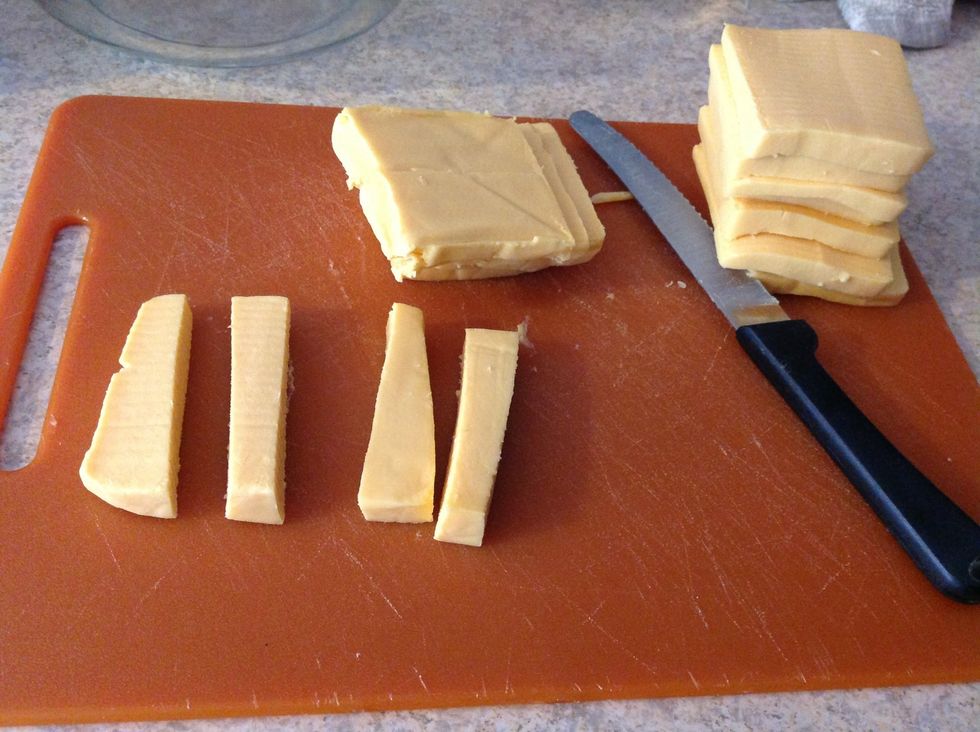 Once done with slices cut each slice into strips