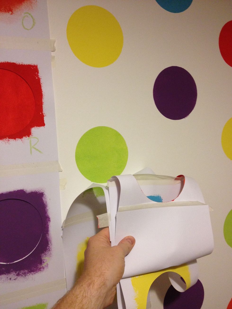 Once dry peel off card line by line, revealing the perfectly* round circles. \n\n*there might be some slight imperfections/smudging which can be touched up after with white paint