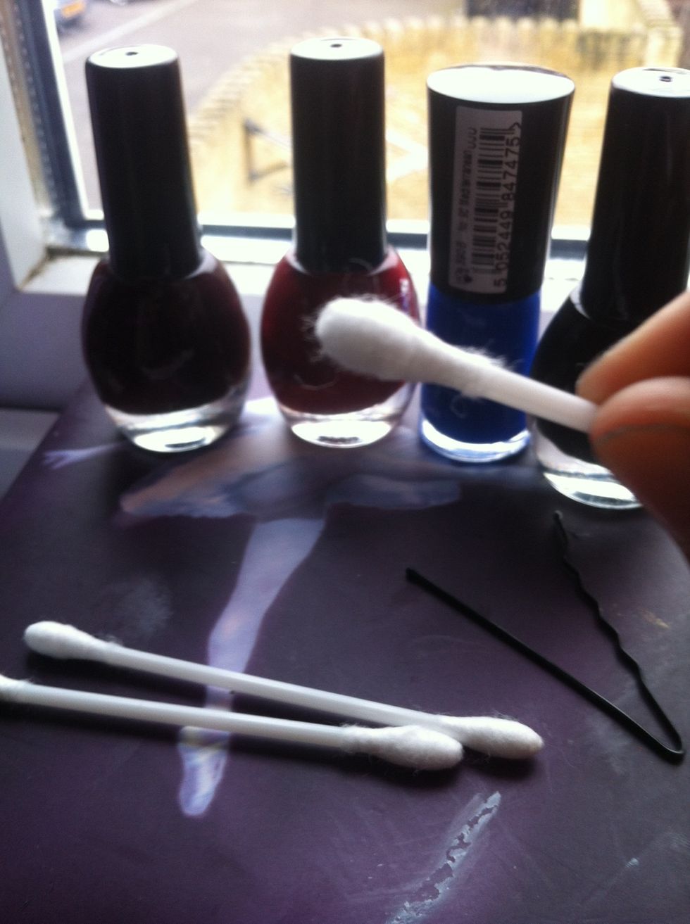 Once dry, take a cotton bud