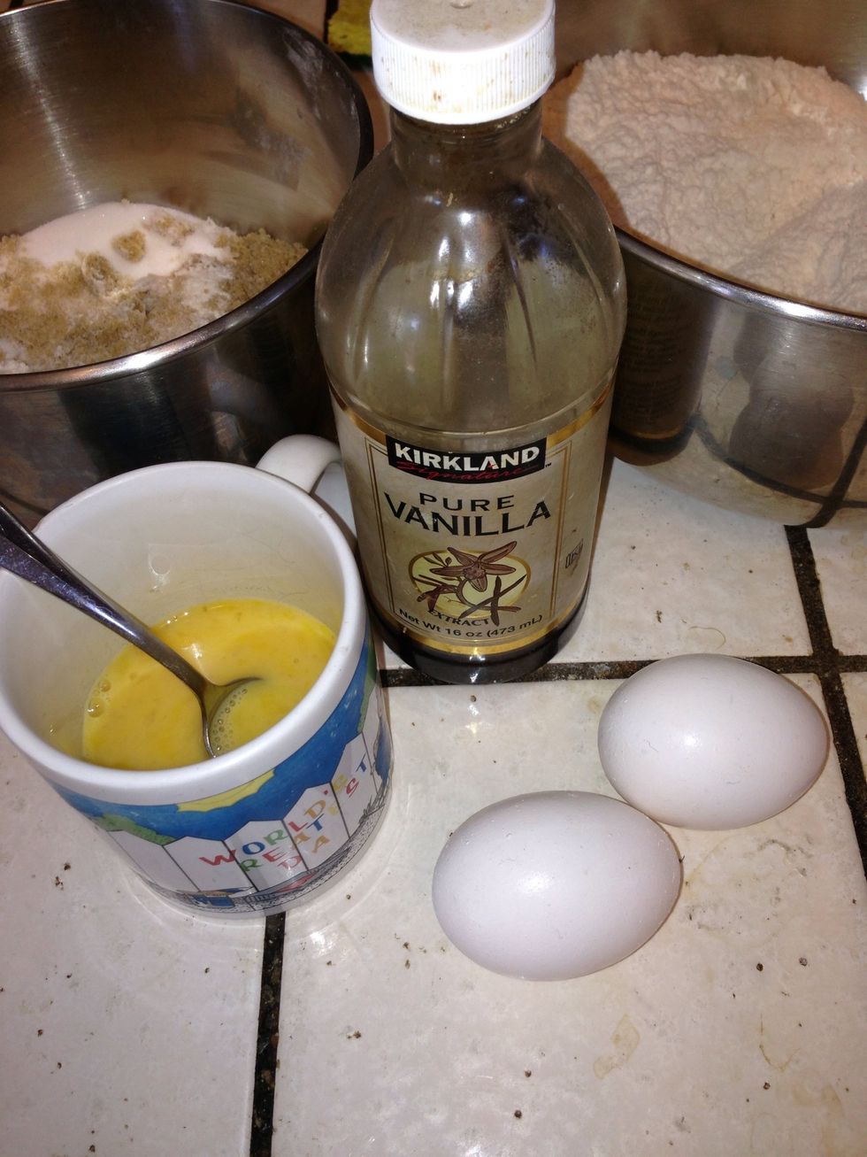 Once eggs have come to room temperature crack then in a small bowl and add vanilla extract