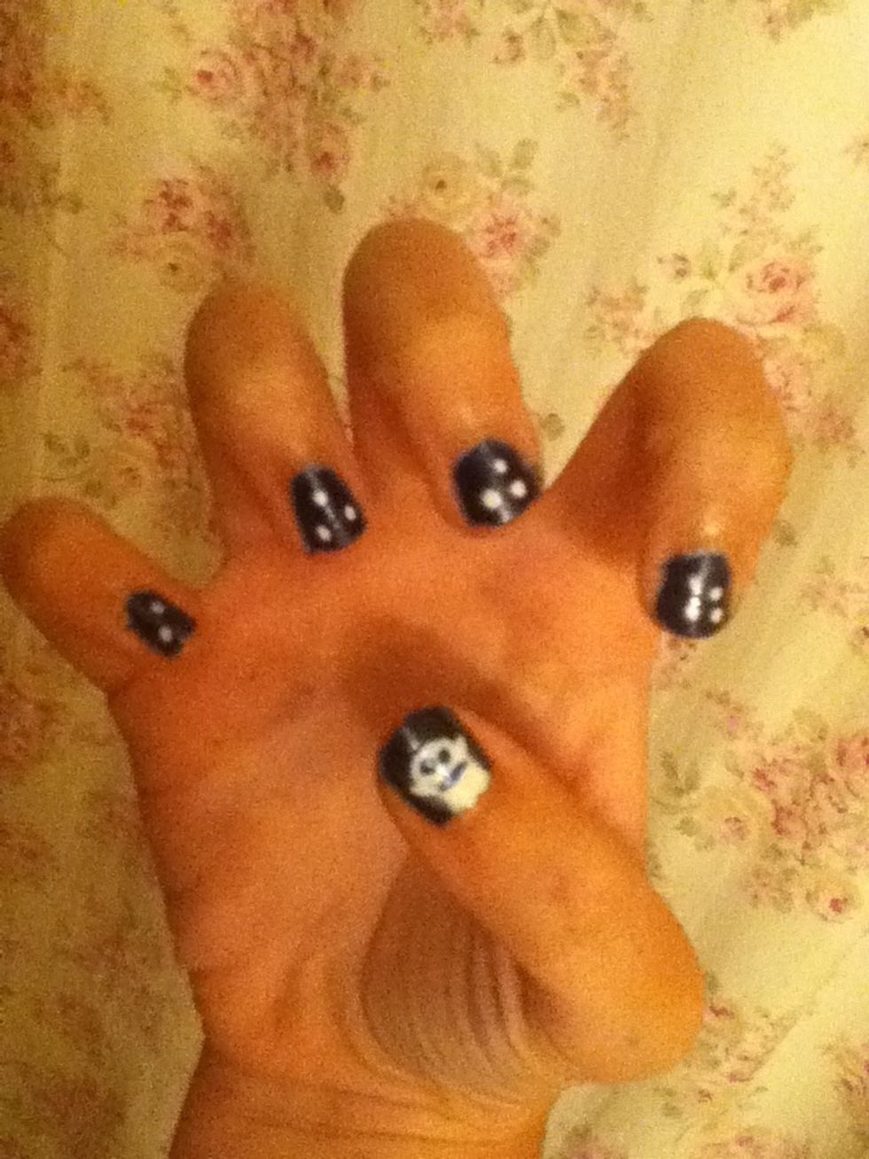 Once everything is dry, put on a protective topcoat to seal in your design. I hope you had fun! :D