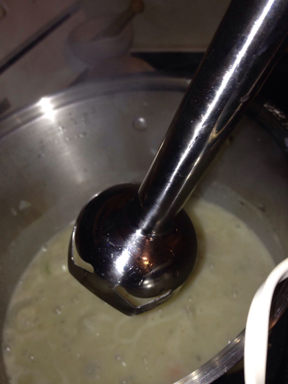 Once everything is tender it is now ready for the blender or hand blender.