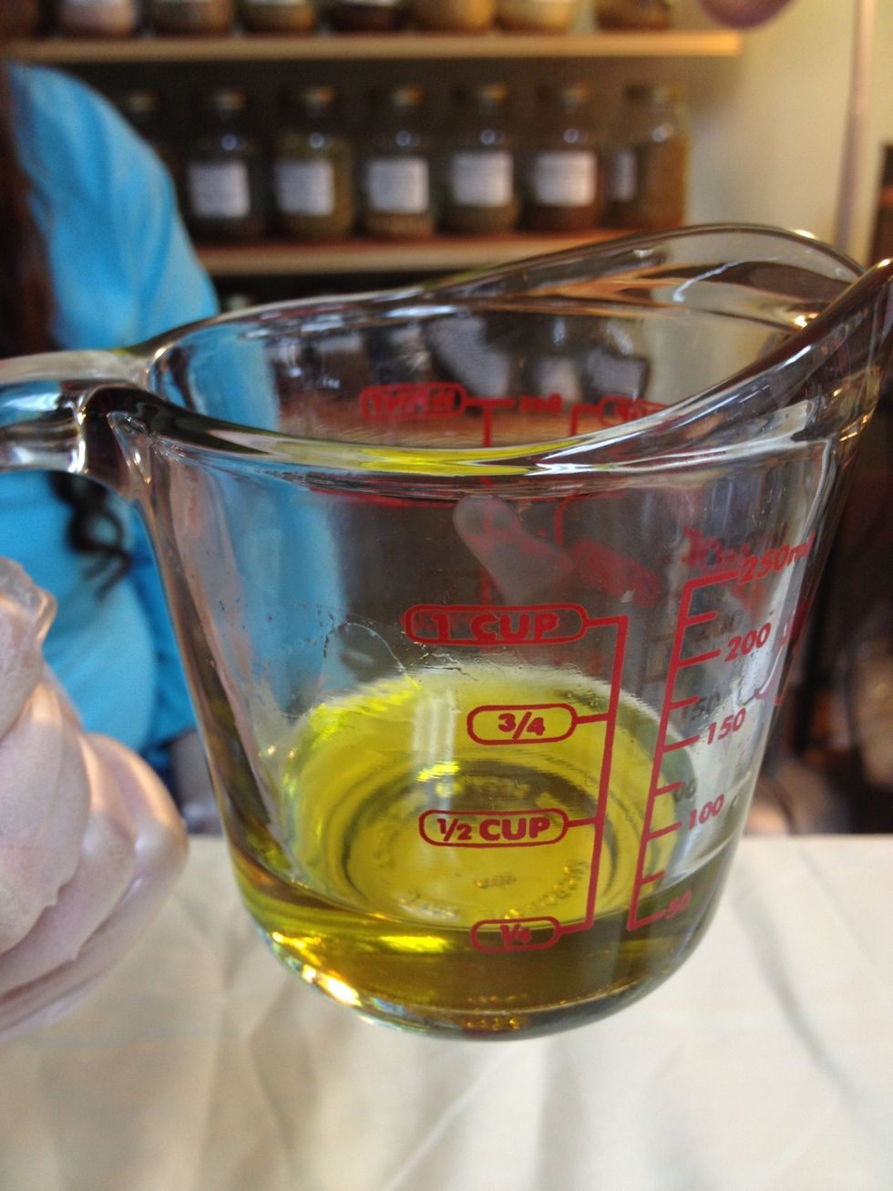 Once fully melted, as shown, add contents of flavoring bottle and stir.