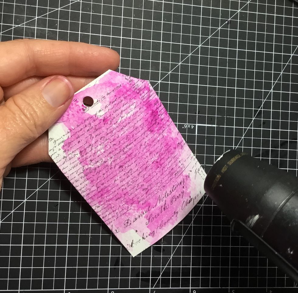 Once happy with the colour and blending, dry with heat gun.