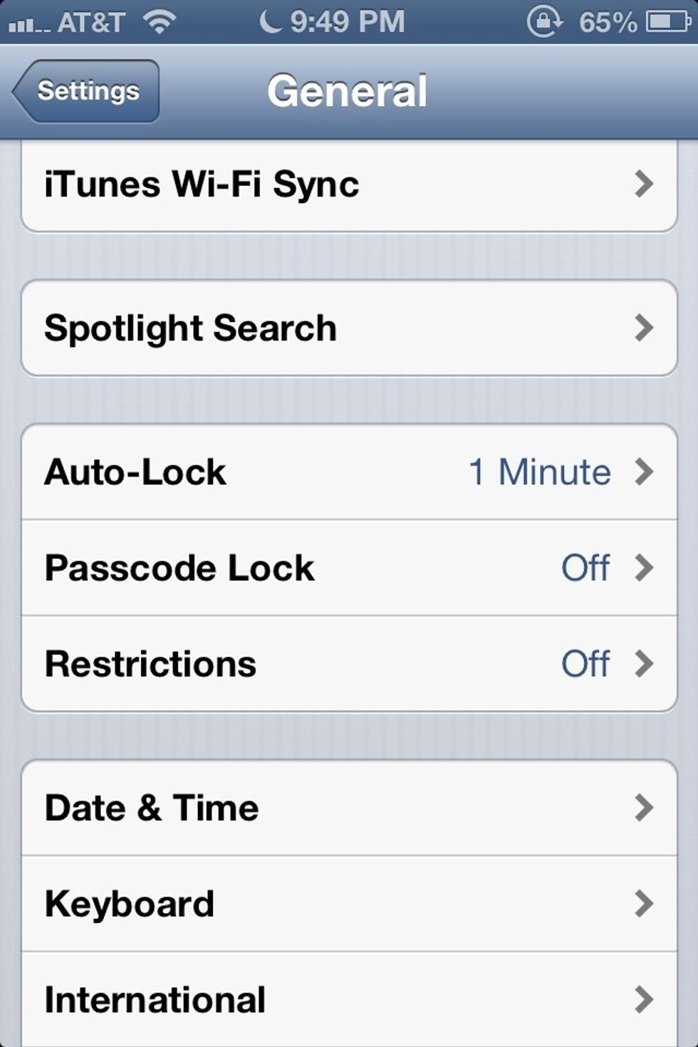 Once in general, tap on "restrictions".