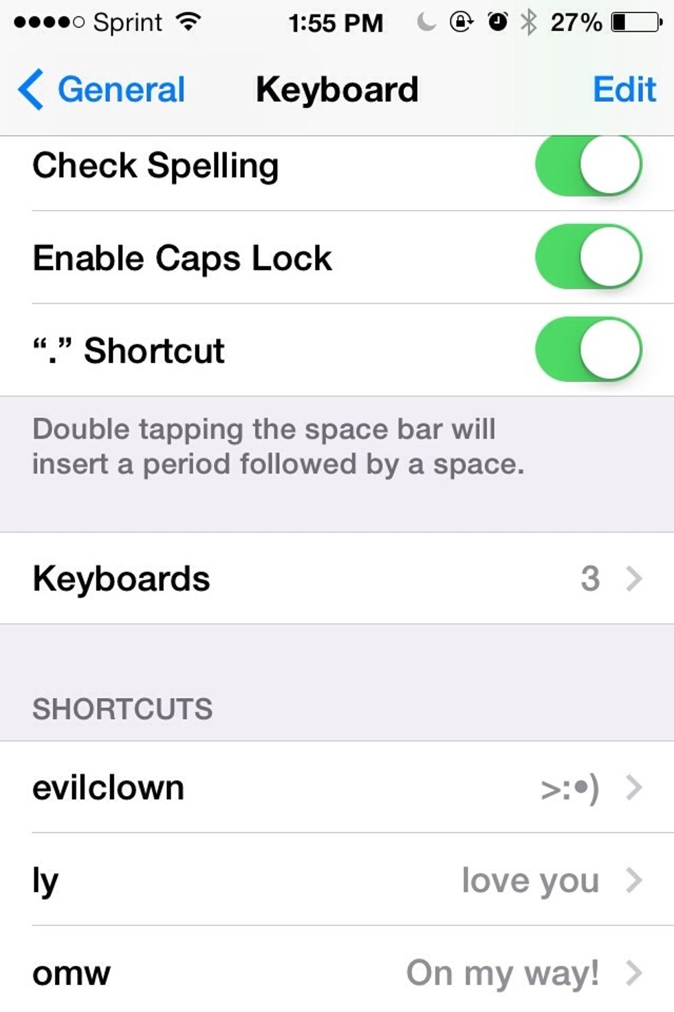 Once in keyboards, select the keyboards option