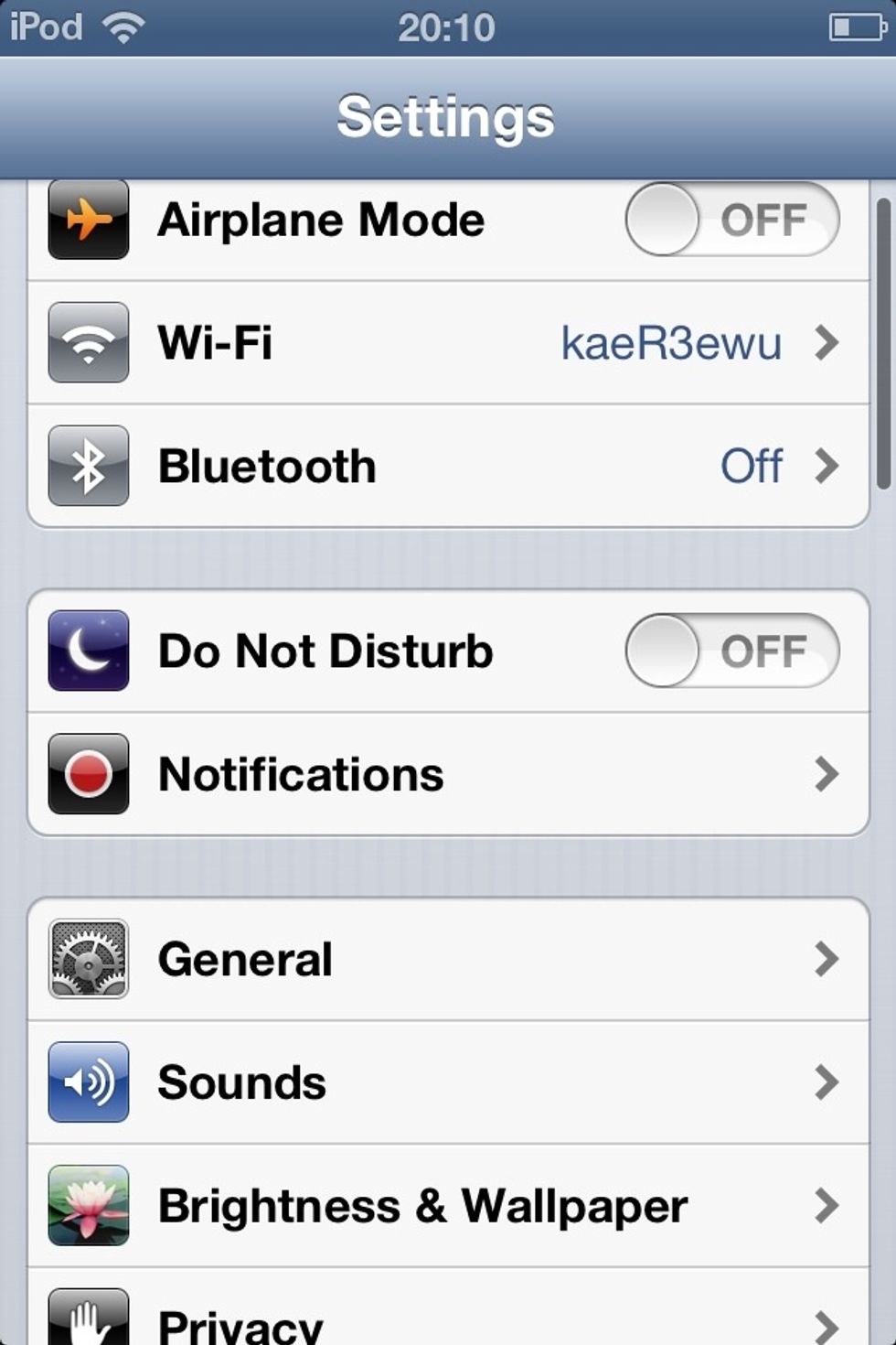Once in settings, select 'General'.