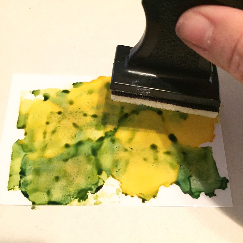 once inks have bloomed a bit, you can mix and blend a little more using Color Blender in and up and down dabbing motion - be careful NOT to overblend.