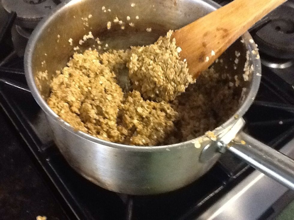 Once it comes together take it off the heat and prepare a tin with grease proof paper