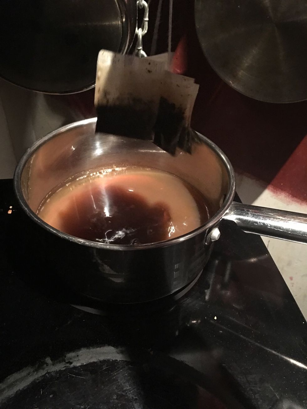 Once it is done brewing take tea bags out