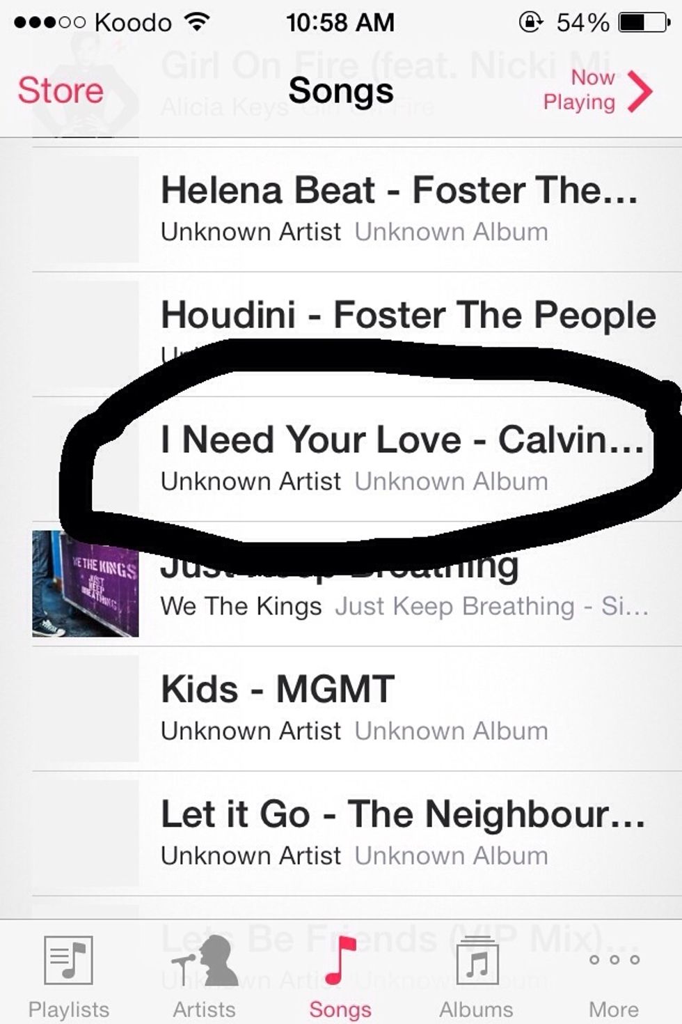 Once it is done syncing, go to your music and it should be in your songs. And there you have it! As you can see I downloaded several songs already, using this method.