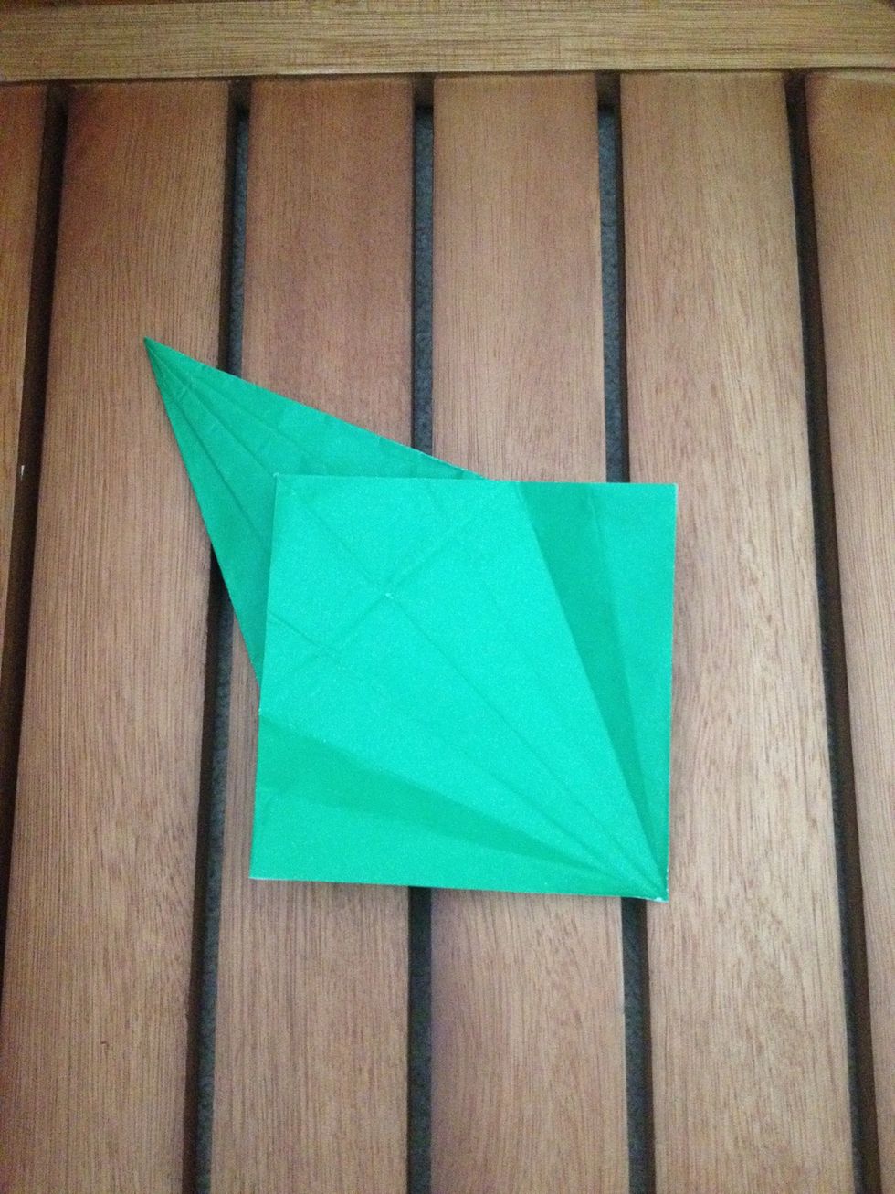 Once it's creased well, unfold it. Again.