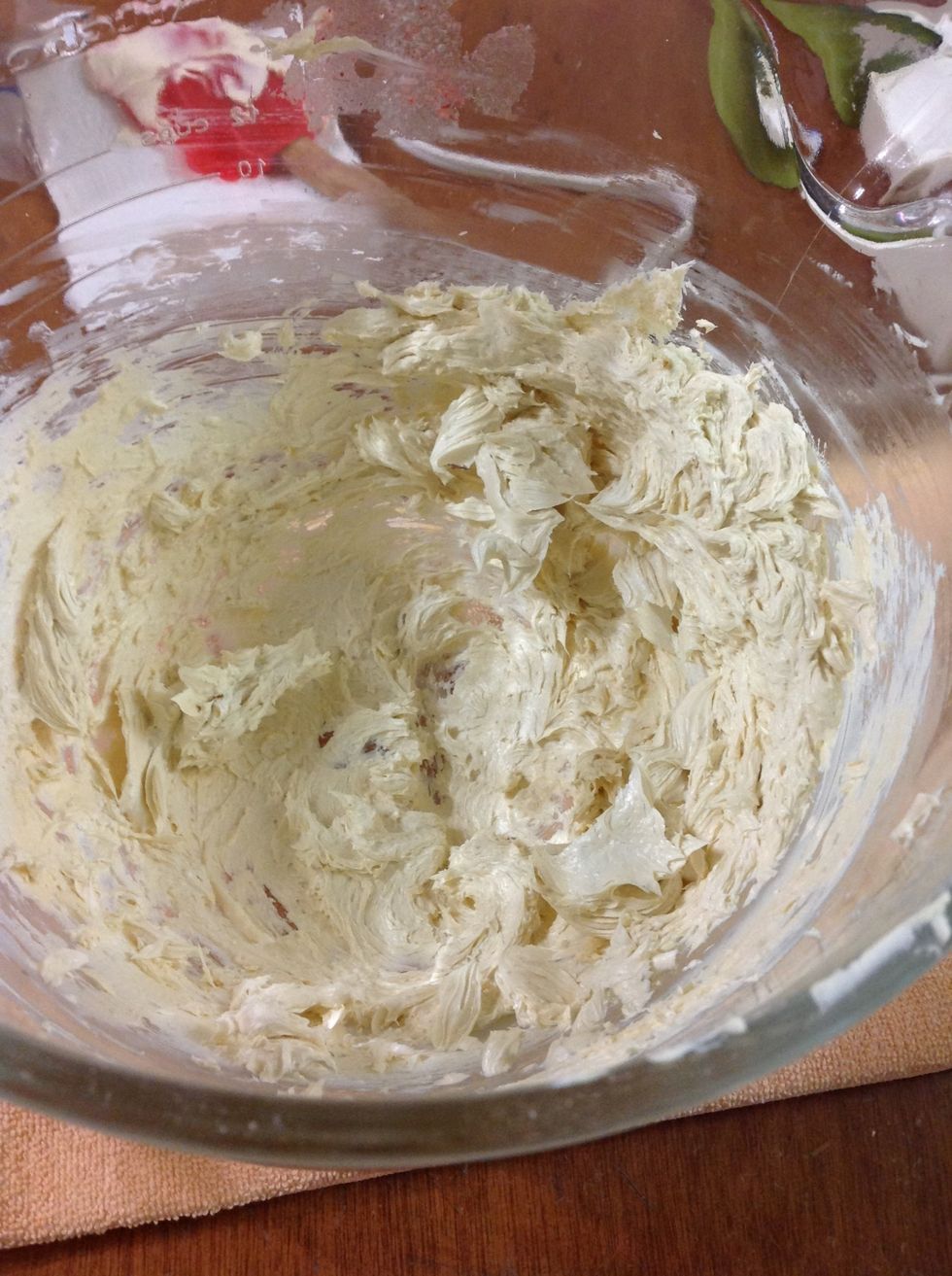 Once its whiter and fluffy you are ready to add the eggs.