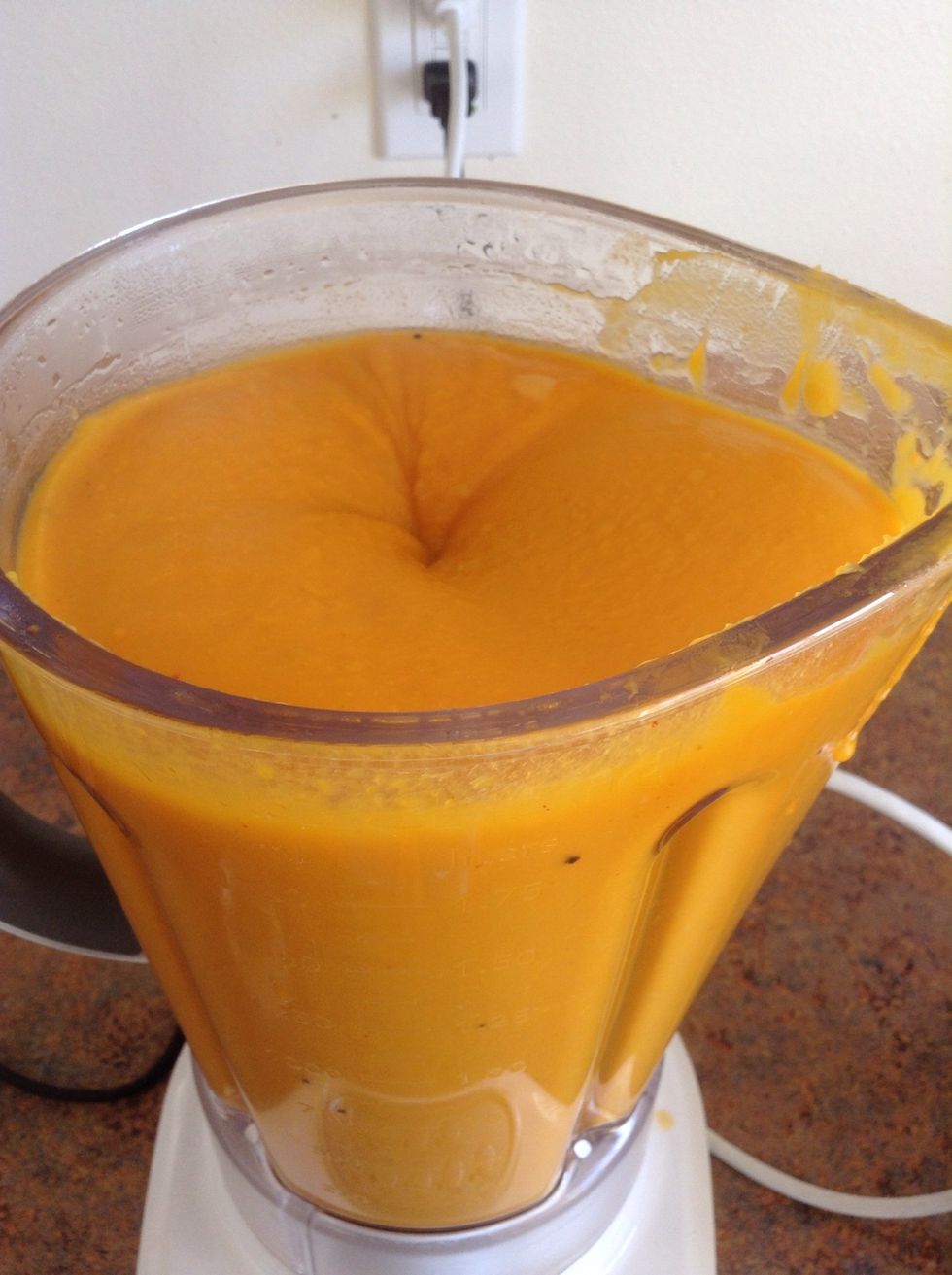 Once lid is on press the puree button. Pur\u00e9e until soup is smooth