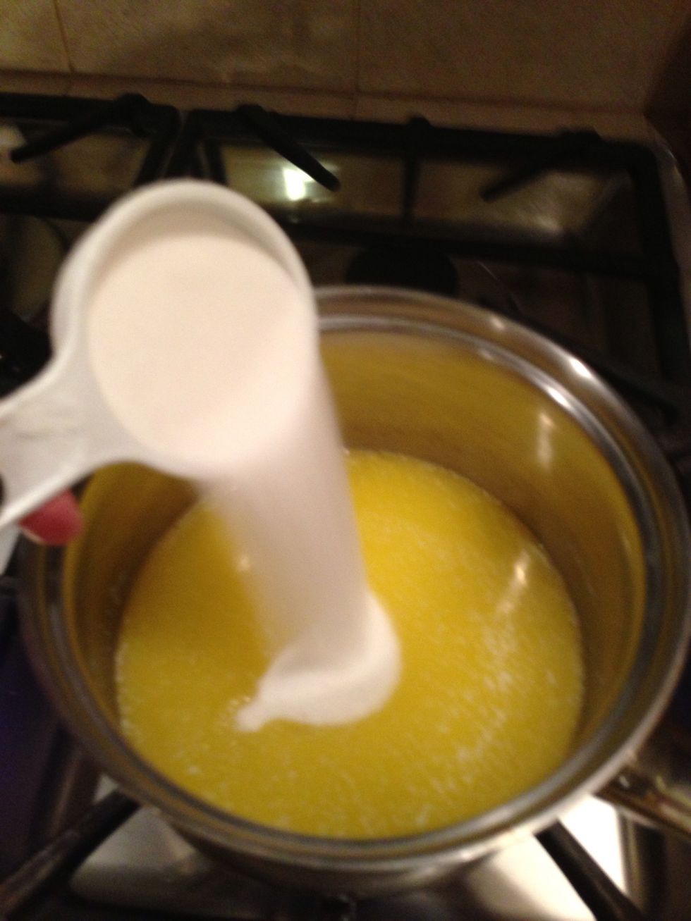 Once melted, add your 1 1/4 cup sugar