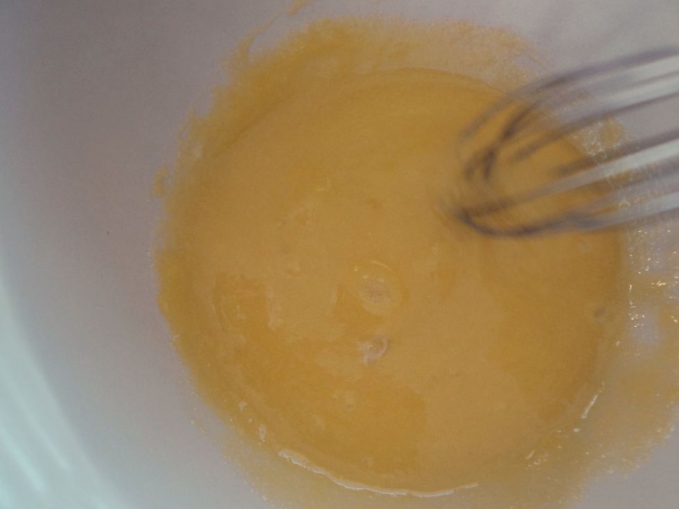Once mixed in, add a small amount of hot milk to make the mixture a little more runny.