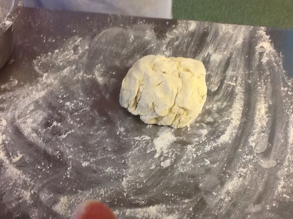 Once mixed together your dough should look like this with butter lumps in it. Then rest for 20 minutes