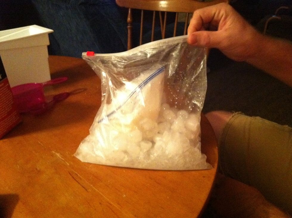 Once mixture is hard, you can stop shaking the bag.