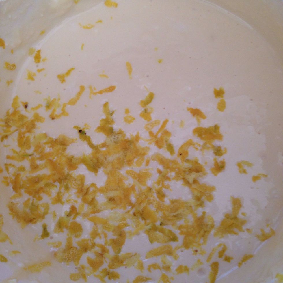 Once nicely whisked add lemon juice and zest