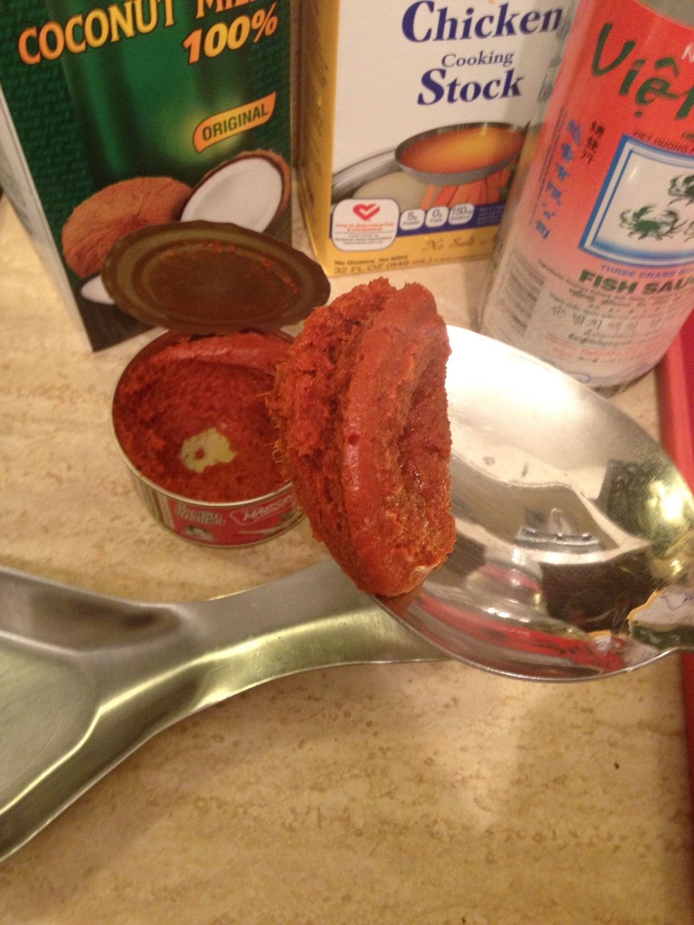 Once oil is heated, add the eggplants, leeks and garlic and stir fry for a couple minutes. Then add this red curry paste...