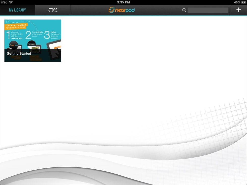 Once on the My Library tab, you will find the Getting Started presentation tutorial. The Nearpod Store tab offers lots of featured Nearpod presentations to download.