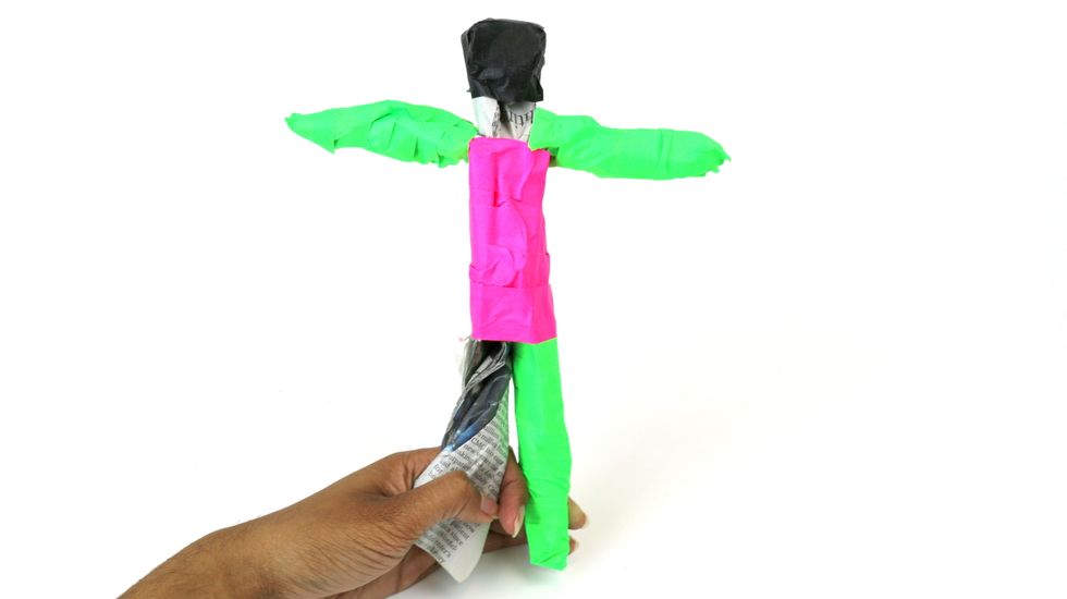 Once one leg is finished, twist the other leg.