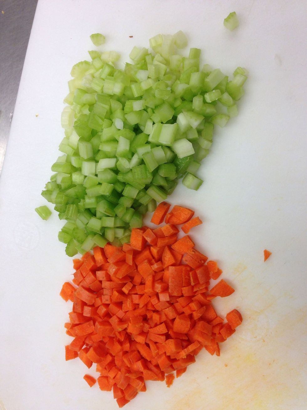 Once onions are soft add carrots and celery, cook for 3- 5 mins then add potatoes!!