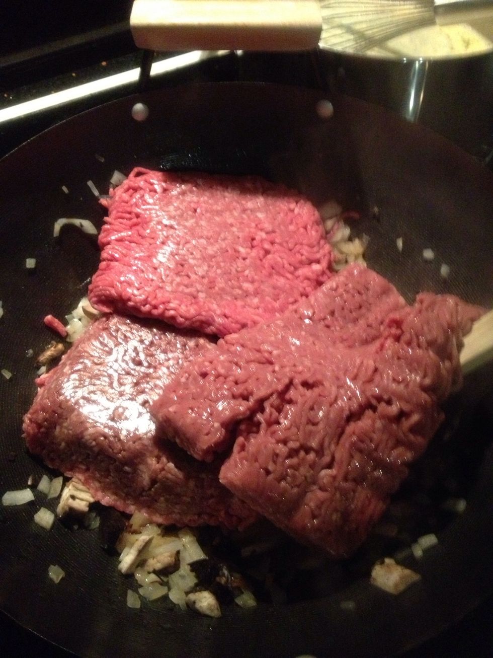 Once onions are soft add mince