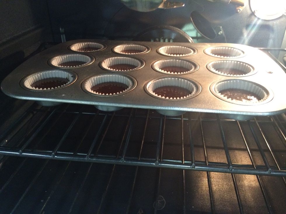 Once oven is preheated, bake cupcakes in oven for 30 minutes, or until a toothpick comes out clean.