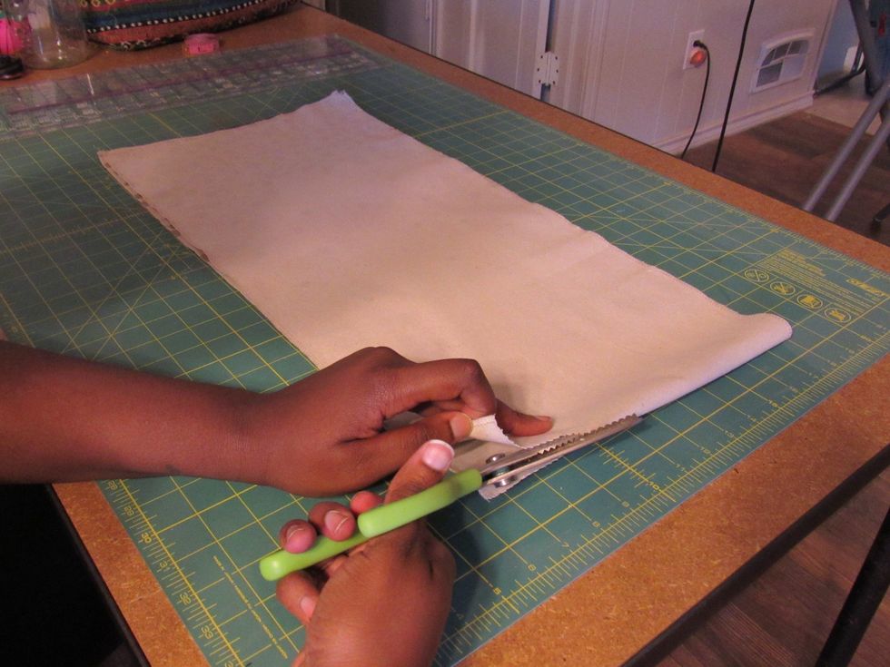 Once pressed and folded, cut table runner in half.