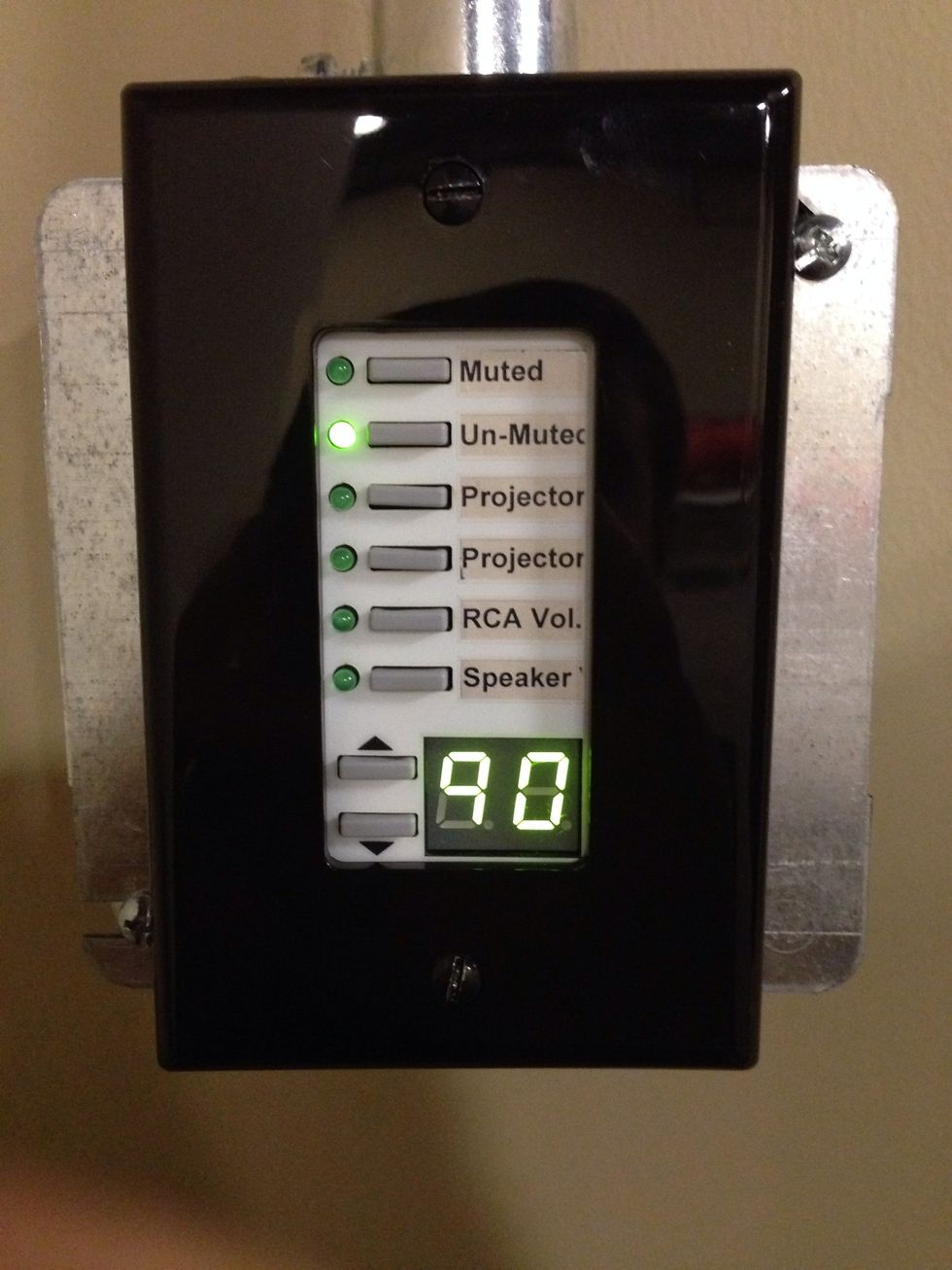 Once pressed you'll see a number displayed, then you can control the volume with the up and down buttons.