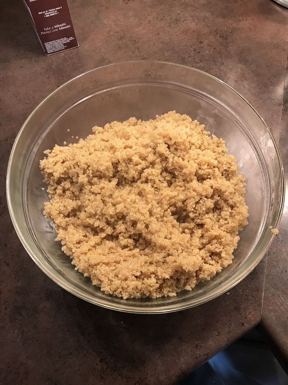 Once quinoa is cooked, place it in a bowl