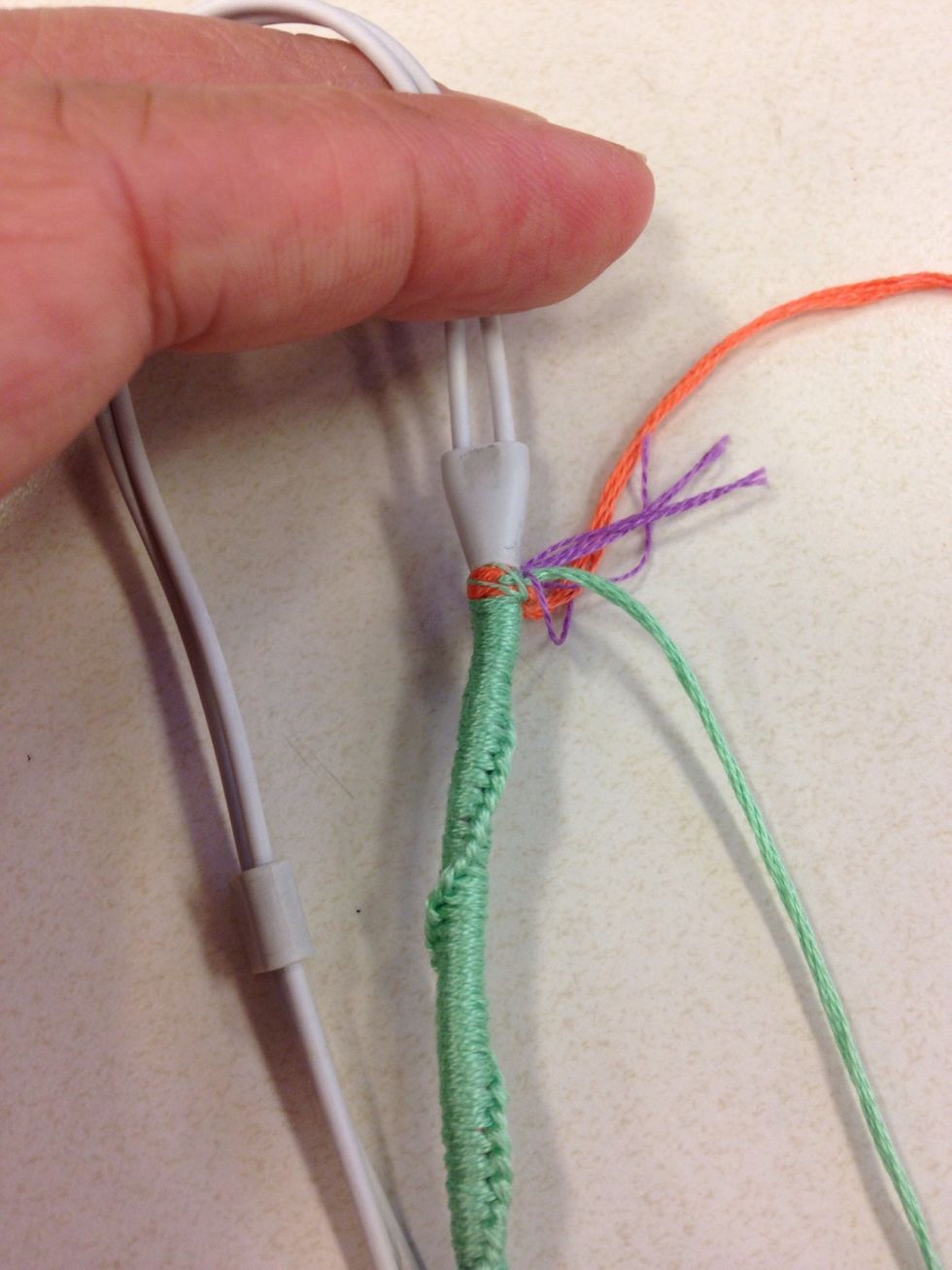 Once reaching the end, tie knots so they are secure!