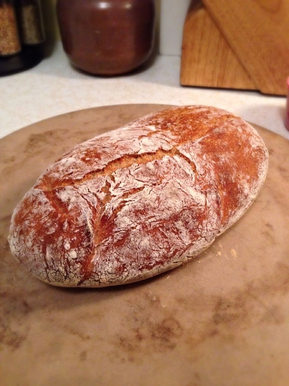 Once satisfied with the crust, leave the bread completely cool down. It can last several days, just be sure to store it in a plastic bag from the next day. It won't be crunchy, but it won't go hard.